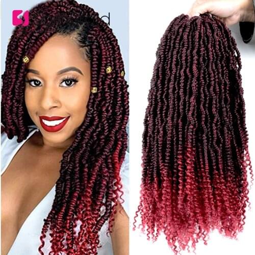 SAMBRAID 18Inch Passion Bomb Hair Extensions Prelooped Passion Twist Hair Braiding Wavy and B Ombre Synthtic Crochet Braids Hair
