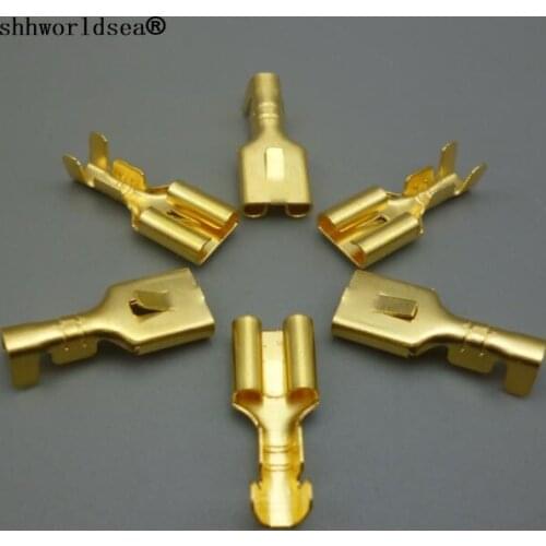 Shhworldsea 200PCS Free Shipping 6.3mm Automotive female Crimp Terminal Spade Wire Connector Car splices wier terminals