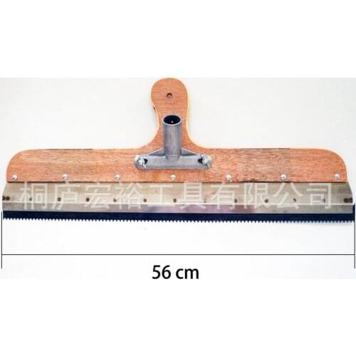 56cm Stainless Steel Scraper Blade Wood Handle Flat Rake for Epoxy Self-Leveling Floor / Cement Floor