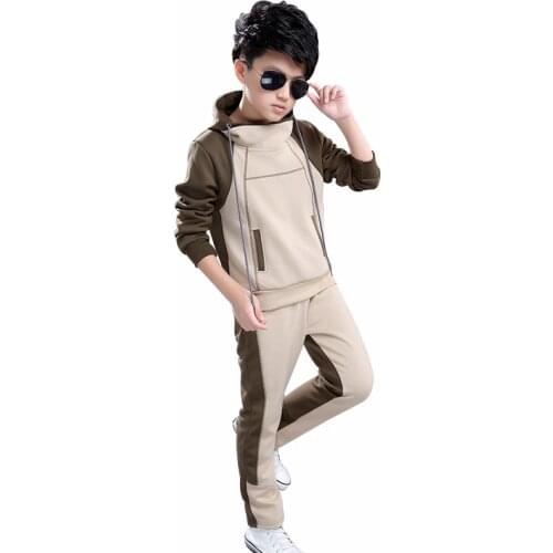 Boy Hooded Tracksuit Clothes set Kids Spring&Autumn Cotton School Uniform Sport Suit Boys Clothing Sets 4 6 8 10 12 14 year