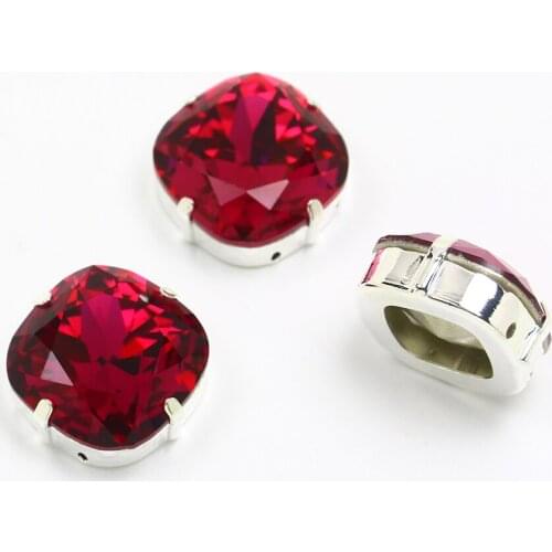 18*18mm 30pcs Square glass Sew On Rhinestone With Claw FlatBack Gartment sewing Rhinestones Wedding Dress Rhinestone