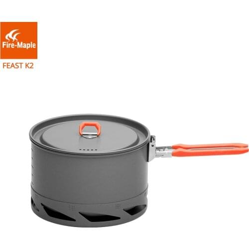 Fire Maple Feast Series K2 1.5L Outdoor Portable Foldable Handle Heat Exchanger Pot Camping Kettle Picnic Cookware 338g