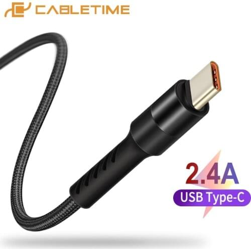 CABLETIME USB C Cable Type C Mobile Phone Cable Fast Charge Phone Cable for Samsung S9 Huawei P10 Nintendo Oneplus 5 Black C245