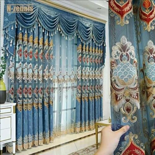 High Quality Luxury European-style Velvet Cord Embroidered Curtains for Bedroom and Living Room Blackout Curtains