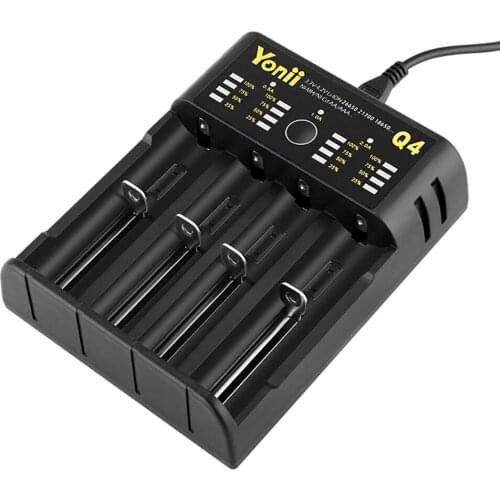 18650 Charger 4-slot USB 21700 AA AAA 26650 Intelligent Lithium Battery NiMH Battery Independent Charger