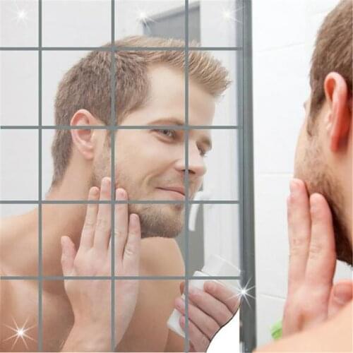 Mirror Self-Adhesive Stickers Square Mirror Sticker Crystal Wall Paper Diy 3d Wall Decal Living Room Bathroom Decoration