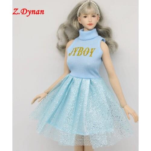 1/6 Scale womens doll clothes sky blue Princess dress Net yarn Ballet skirt fit 12 inches tbleague body ph action figure