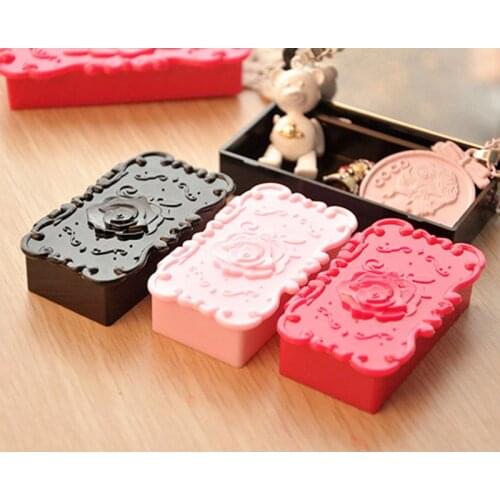 1PCS New Cute Acrylic Rectangle Flower Eyelash Storage Box Makeup Cosmetic Mirror Case Organizer Makeup Tool Kit Z383