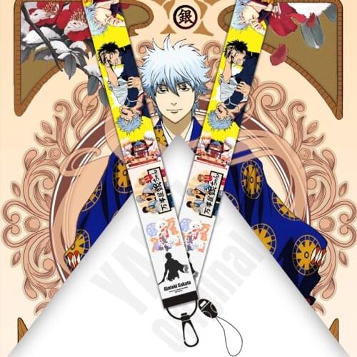 10 Pcs/lot Anime Gintama Phone Strap Toys Sakata Gintoki Kagura Lanyard Keychain Long Rope Necklace Pendant Toy Gifts
