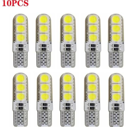 10x T10 W5W Car LED Bulb Turn Signal Light Auto Interior Dome Reading Light License Plate Wedge Side Super Bright White 12V 6SMD