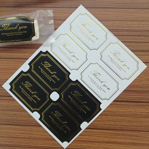 320pcs- 4.7*3cm Black white hot stamping Thank You adhesive Stickers Gift Wrap Decorative Labels