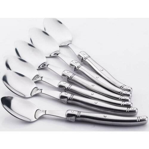 4/6/10pcs 8.5''Dinner Spoon Laguiole Style Stainless steel Large Soup Rice Tablespoons Silver Hollow Long Handle Public Cutlery