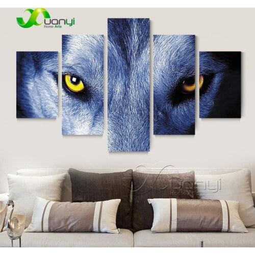 5 Panel Wolf Eye Abstract Art Oil Painting Home Decor Modular Wall Picture For Living Room Wall Canvcas Art Unframed PR1361