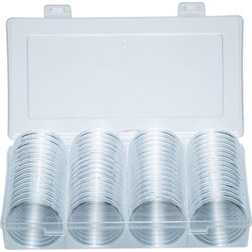 60 pcs Coin Holder Capsules 41mm Round Box Plastic Collectibles Storage Organizer with Outer Storage Box