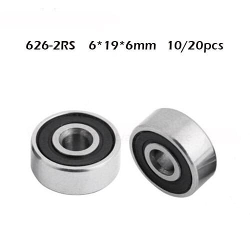 626 Rubber Cover Bearing 6*19*6 mm ABEC-1 ( 10/20PC) Industry Motor Spindle 626 Deep Ball Bearings 626RS