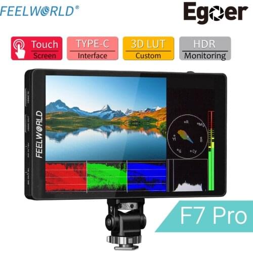 FEELWORLD F7 PRO 7 Inch Touch Screen3D LUT DSLR Camera Field Director AC Monitor 4K 60Hz HD with F970 External Power Install