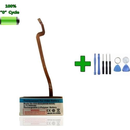 850mAh 616-0232 Battery +Tools For iPod Classic 6th GEN 80GB Video 30GB 60GB A1036 A1136 MB145 MB150 160GB MP4 AKKU