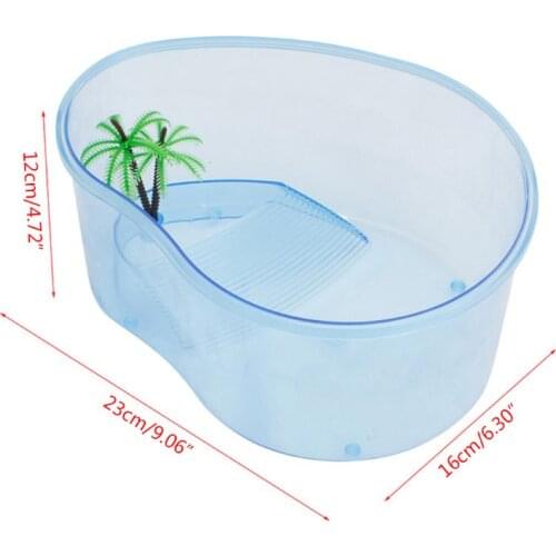 Turtle Habitat Lake Terrapin Reptile Aquarium Tank with Platform Plants New L4MB