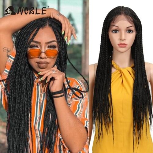 Noble Cosplay Braided Wigs 13X7 Lace Wig 34 Inch Wigs For Women Long Braided Box Braids Wigs for Women Synthetic Lace Front Wig