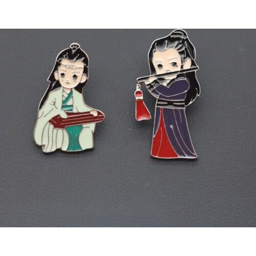 2020 Fashion Jewelry New Custom Cartoon Lan Zhan Wei Wuxian Cute Enamel Pin Brooch Set Broche Vintage Brooches For Women Men