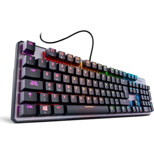 KROM Kernel PC Gaming QWERTY mechanical keyboard (with "ñ"), macros on-the-fly, anti-ghosting, RGB with 9 effects, no software, USB