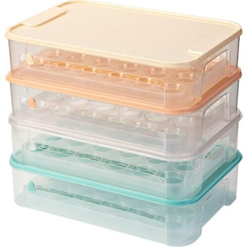 24 Grid Covered Egg Holder for Refrigerator Egg Tray Storage Box Dispenser Stackable Plastic Eggs Container Camping Picnic