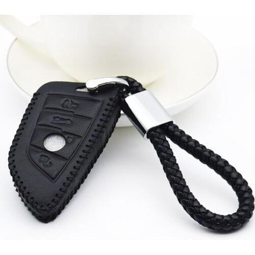 For Bmw X5 E53 E70 F15 2018 525i E90 E46 F10 F30 F20 E30 Car Remote Key Cover Case Genuine Leather Key Ring Protection Shell Bag