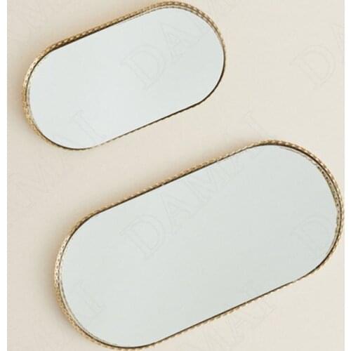 European Mirror Storage Tray Metal Hollow Frame Decorative Cosmetic Container Desktop Tableware Organizer Retro Home Decoration