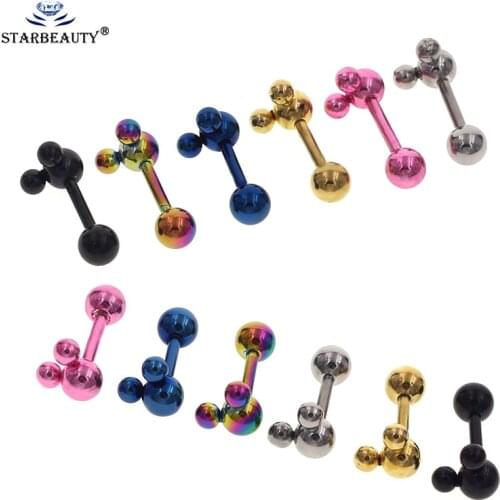 2Pcs 1.2*6mm Surgical Steel Cartilage Piercing Ear Stud Tragus Helix Bar Top Upper Labret Lip Ring Body Jewelry