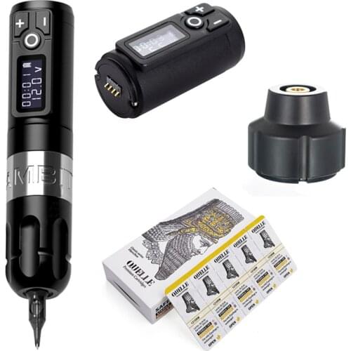 Ambition Wireless Tattoo Machine Pen Kit Brush Coreless Motor Replace Battery 1950mA/h RCA Adapter Quelle Cartridge Needle
