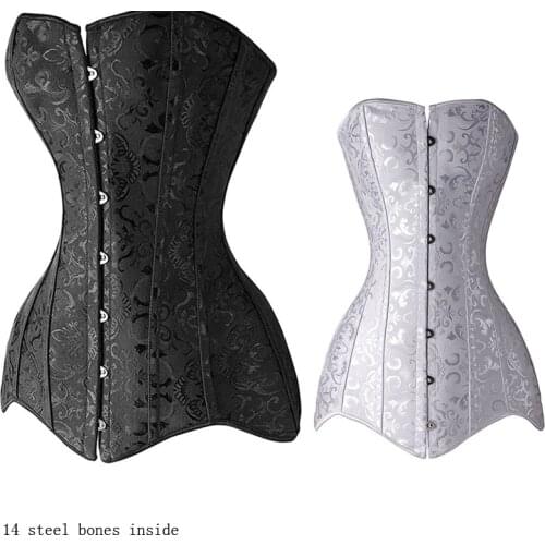 Women Corset 14 Steel Bones Waist Trainer Underbust Corset Steampunk Gothic Clothing Black Corsets Belt Waist Slimming Corselet