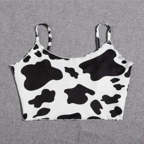 Sexy Women Crop Tops Cow Print Halter Strap Tanks Top Summer Skinny Backless Vest Teen Girls Party Clubwear mujer camisetas