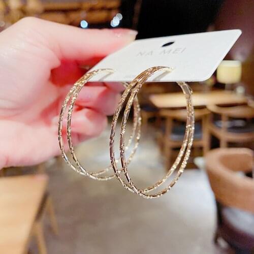 BLIJERY Personality Double Layer Circle Earrings For Women Shiny Gold Color Big Hoop Earrings 2021 New Trend Boucles d'oreill