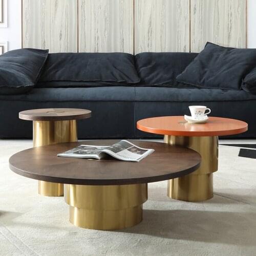 Post-modern size combination round coffee table creative living room household stainless steel small coffee table table