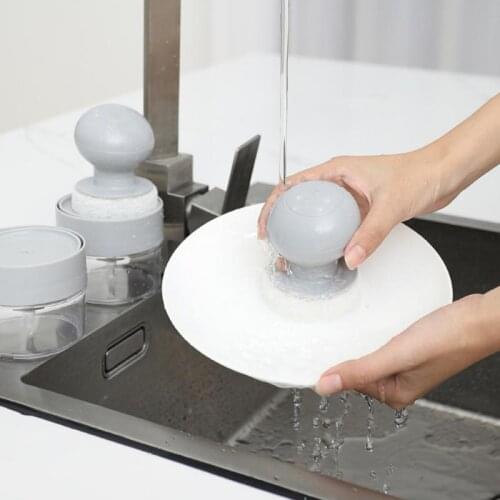 Kitchen Dishwashing Brush Pot Cleaning Brush Automatic Liquid Discharge Water-jetting Detergent Press Kitchen Bathroom Tools