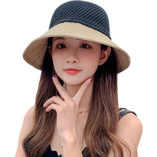 Summer Fisherman Hat Woven with Straw Mesh Wide Brim Floppy Top Fashion Lovely Sunscreen Breathable Bow Cozy Outdoor Travel