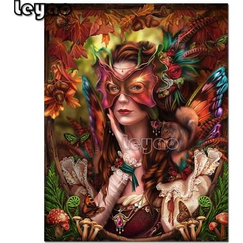 Full Drill Mask Fairy Woman Mosaic Round Diamond Painting Diamond Embroidery Cross Stitch Kit Diamond Art Steampunk Fairy