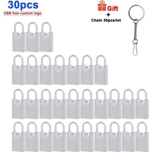 Metal bulk 30pcs free logo Pen Drive 64GB 8gb 4gb USB flash 32GB 16GB USB 2.0 USB mini Flash Drive High Speed Memory Stick gift