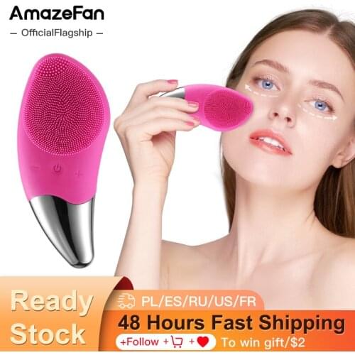 AmazeFan Mini Facial Cleansing Brush Electric Face Cleanser Deep Pore Cleaning Skin Massage Face Cleansing Brush Skin Massager