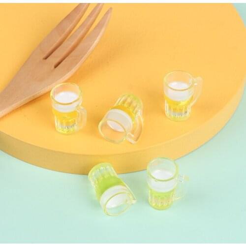 10pcs Miniature Beer Glass Resin Small Cups Dollhouse Model Modern Home Room Doll House Decoration Accessories