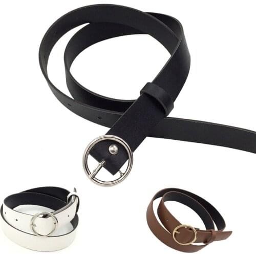 Round Pin Buckle Fashion Casual Belts for Women Contract Style Imitation Leather Decorative Strap Female Chic Pants Dress Waist