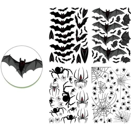 Halloween Spider Stickers Removable Bat Decal Wall Sticker For Window Background Home Office Theme Party Supples Decoration