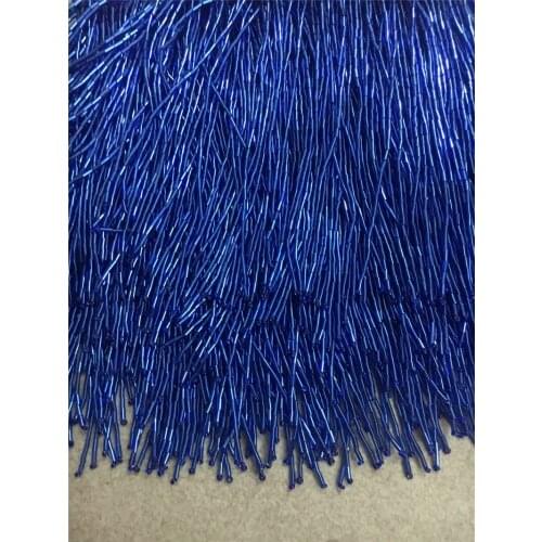 YG-08 good looking blue color beads tassel fringe 5 yards with high quality for wedding decoration dress