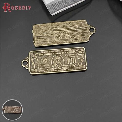 C043)10 pieces 38x15mm Antique Bronze Zinc Alloy U.S. Dollar Charms Pendants Diy Jewelry Findings Accessories Wholesale