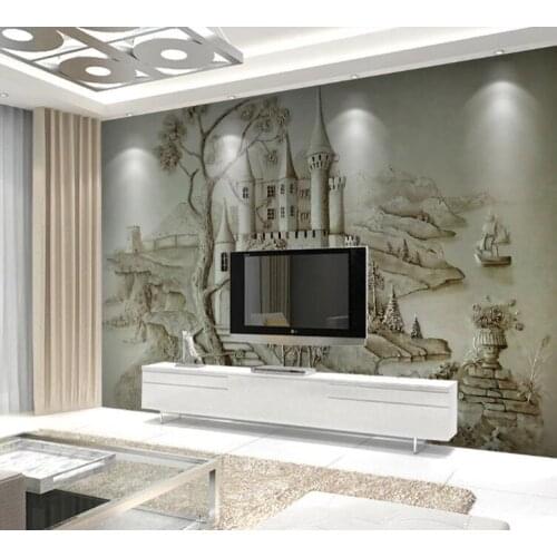 Custom Photo Wallpaper 3D Stereoscopic Relief Golden ancient castle Mural Living Room Bedroom Sofa Backdrop Wall Murals Wallpape