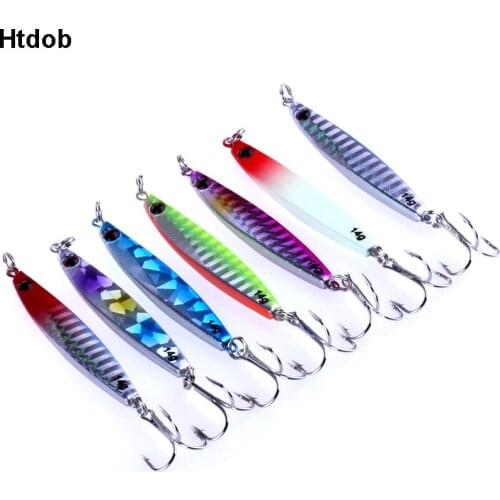 Htdob 7pcs/lot Laser Jigs Fishing Lures Metal Baits Iron Lead Hard Jig Tackle 7cm/14g Fishing Hook