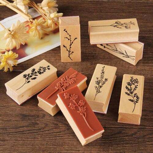 Stamp Plant Pattern Sturdy Wood DIY Scrapbooking Decorative Seal for Craft