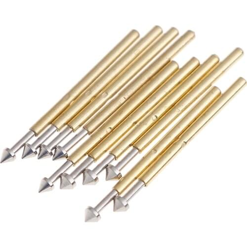 100 Pieces P75-E2 / P75-E3 Spring Test Probe Pogo Pin 1.3mm Conical Head Gold Plated 1.0mm Thimble