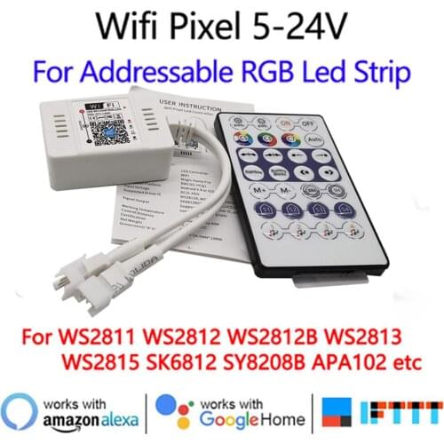DC5V 12V 24V ws2812b WiFi LED RGB Controller For WS2811 WS2812B WS2813 WS2815 SK6812 Addressable rgb Led Strip Magic Home