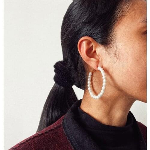 New Boho Vintage Geometric Drop Earrings For Women Artificial Pearl Simple And Elegant Pendant Earring Set Female Jewelry Gift